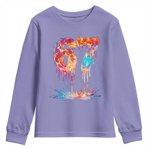 Burning Six Seven Youth Sweatshirt Drip Fire Flame Meme TS12 Violet Print Your Wear