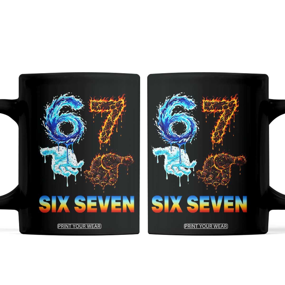Water Fire Element Six Seven Coffee Mug Trendy Meme Gift TS12 Black Print Your Wear