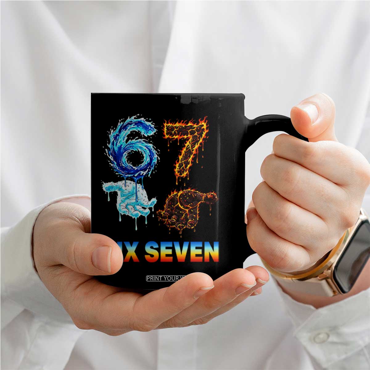 Water Fire Element Six Seven Coffee Mug Trendy Meme Gift TS12 Print Your Wear