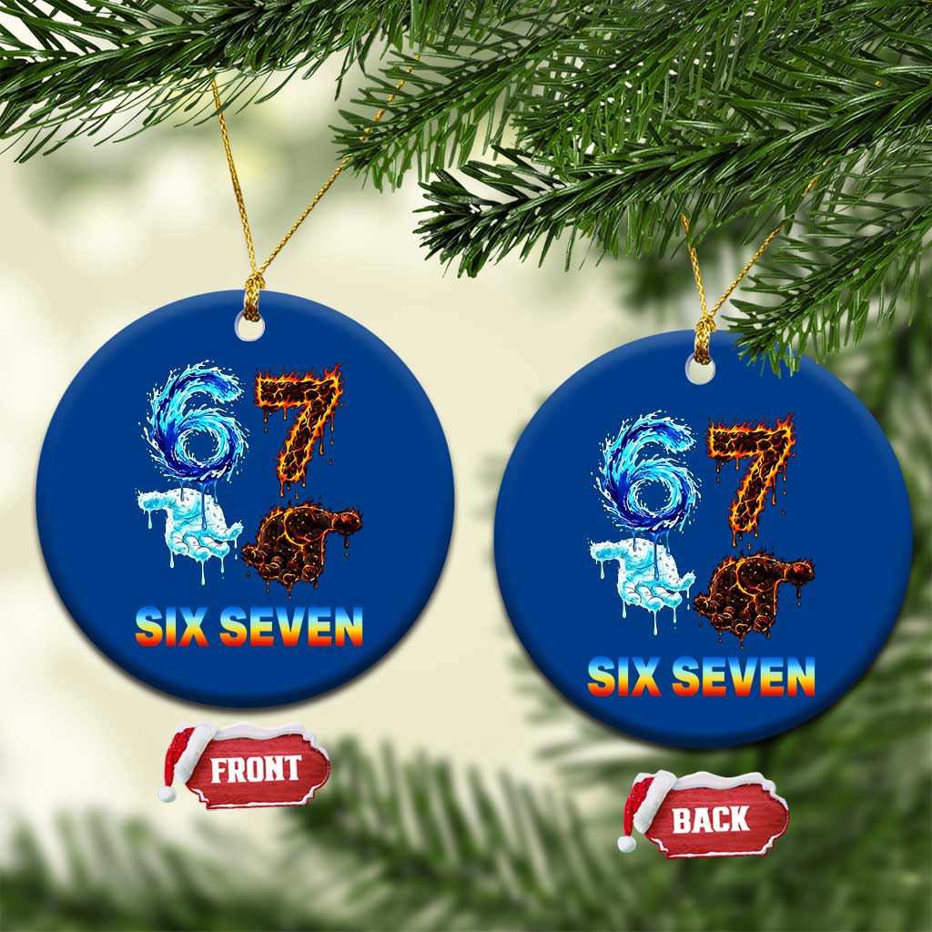 Water Fire Element Six Seven Ceramic Ornament Trendy Meme Gift TS12 1pc Blue Print Your Wear
