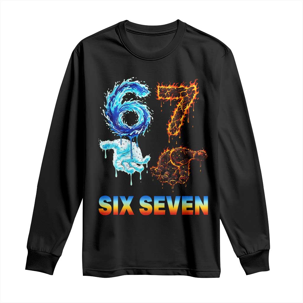 Water Fire Element Six Seven Long Sleeve Shirt Trendy Meme Gift TS12 Black Print Your Wear