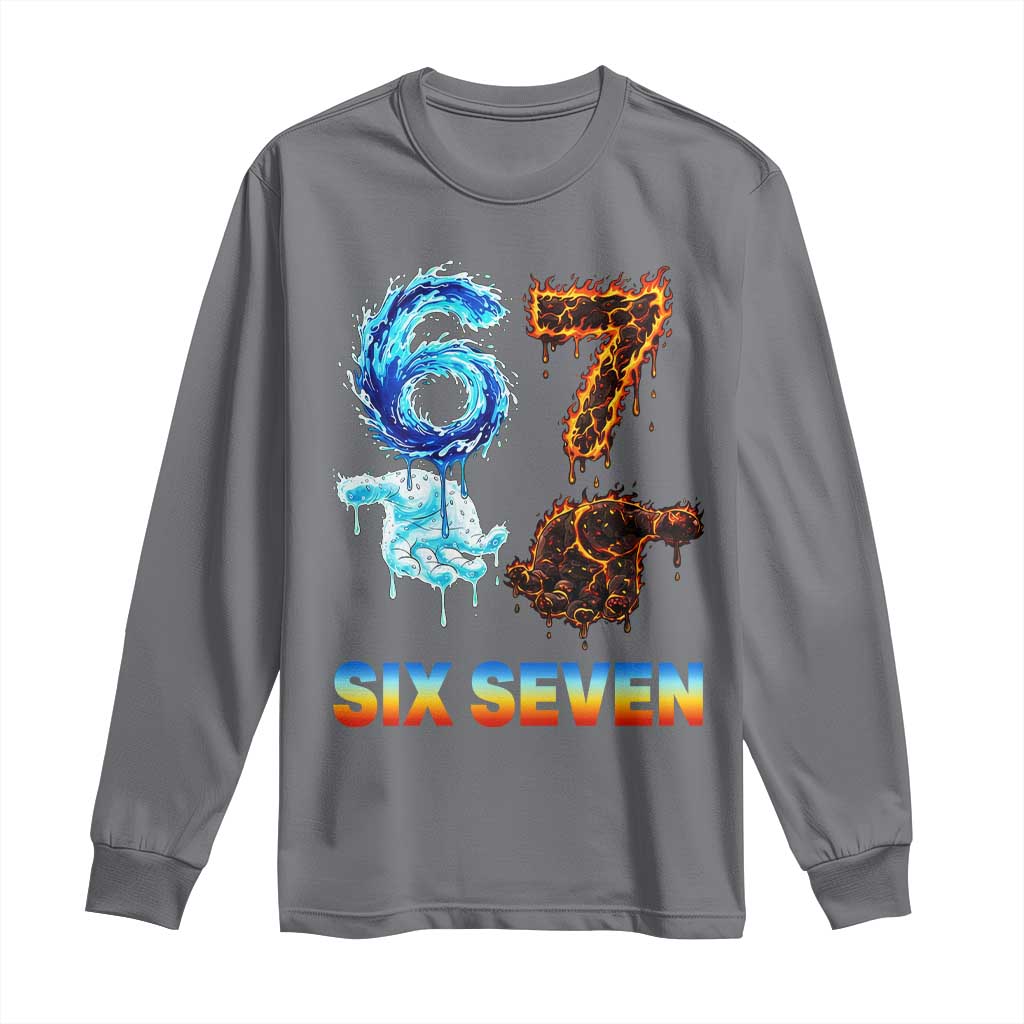 Water Fire Element Six Seven Long Sleeve Shirt Trendy Meme Gift TS12 Charcoal Print Your Wear