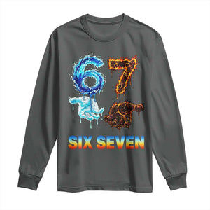 Water Fire Element Six Seven Long Sleeve Shirt Trendy Meme Gift TS12 Dark Heather Print Your Wear