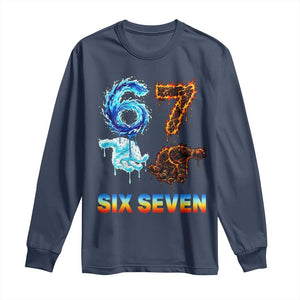 Water Fire Element Six Seven Long Sleeve Shirt Trendy Meme Gift TS12 Navy Print Your Wear