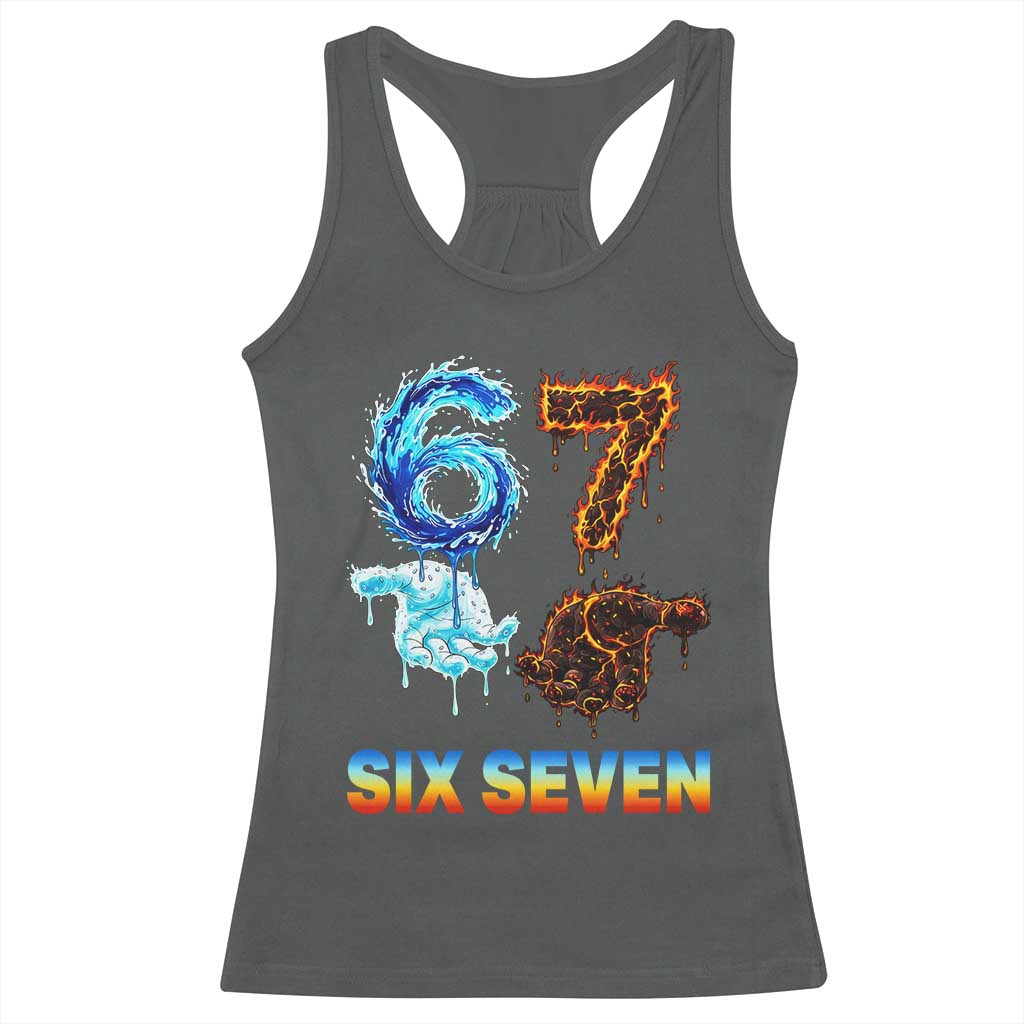 Water Fire Element Six Seven Racerback Tank Top Trendy Meme Gift TS12 Dark Heather Print Your Wear