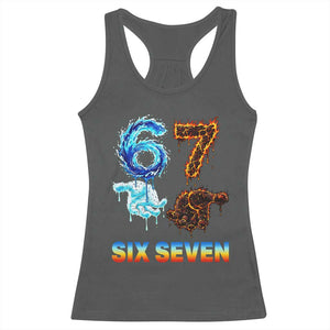 Water Fire Element Six Seven Racerback Tank Top Trendy Meme Gift TS12 Dark Heather Print Your Wear