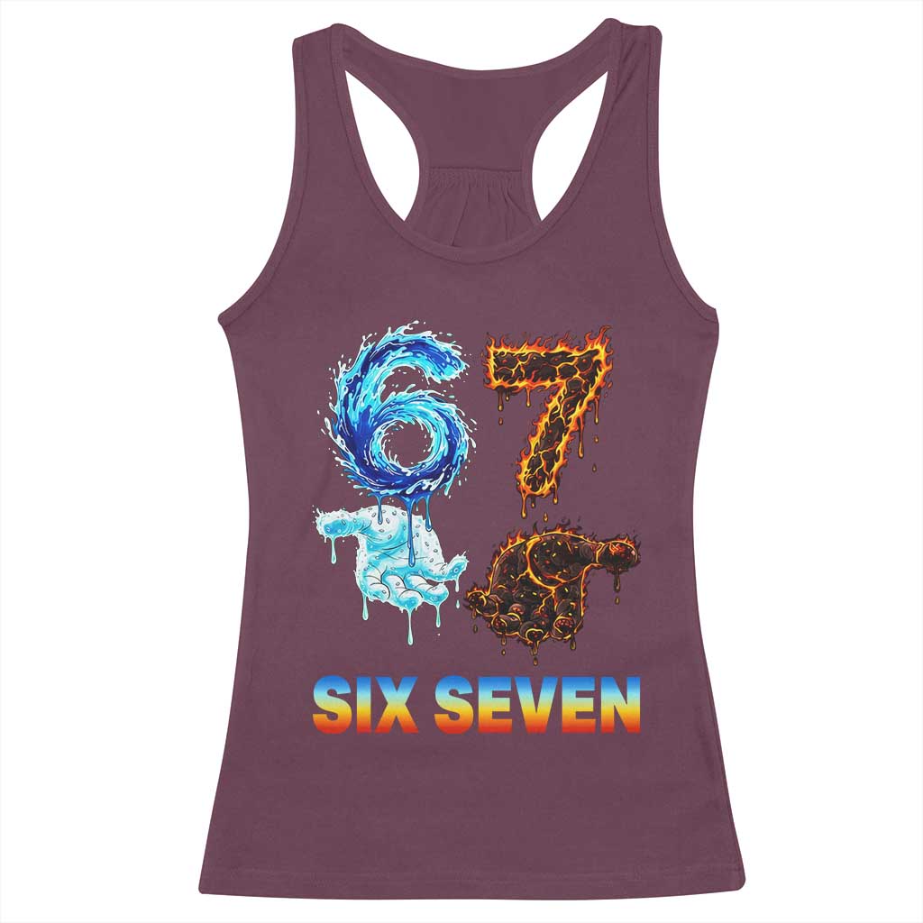 Water Fire Element Six Seven Racerback Tank Top Trendy Meme Gift TS12 Maroon Print Your Wear