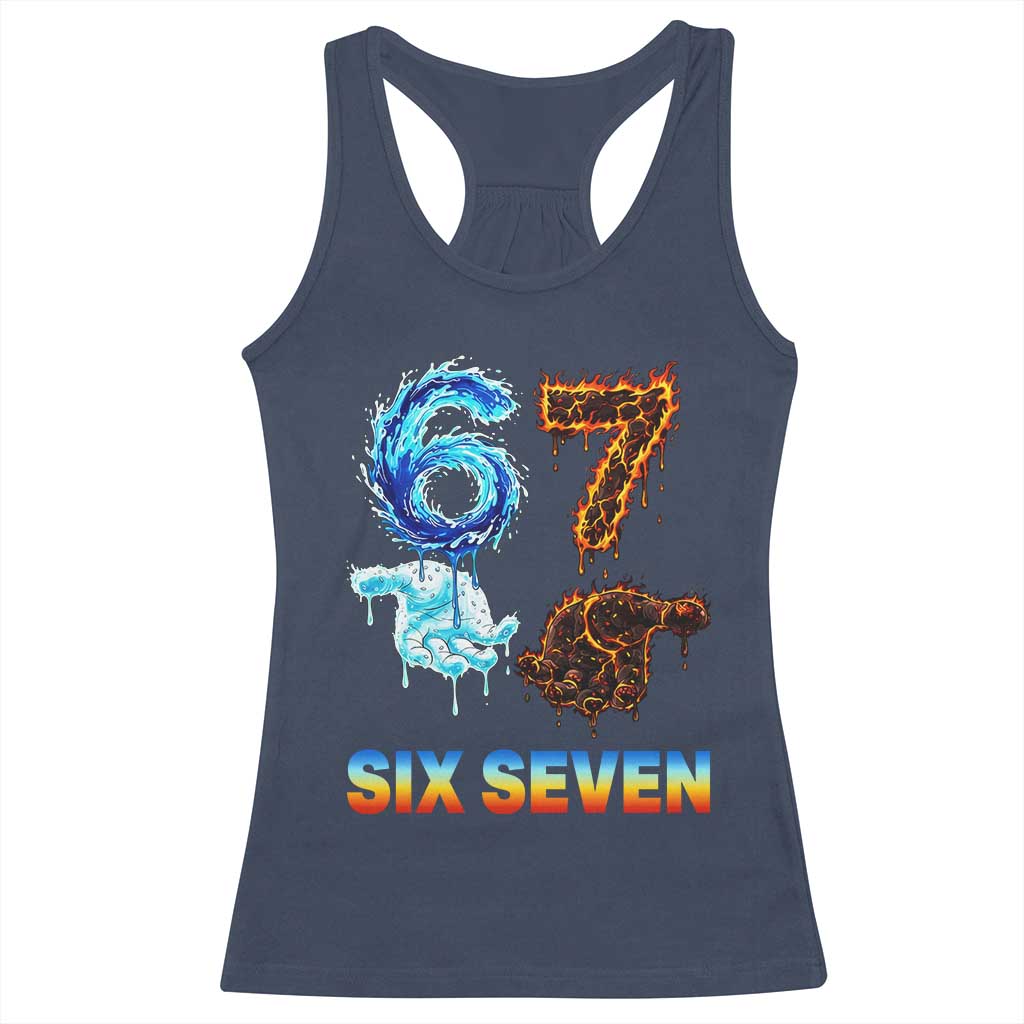 Water Fire Element Six Seven Racerback Tank Top Trendy Meme Gift TS12 Navy Print Your Wear