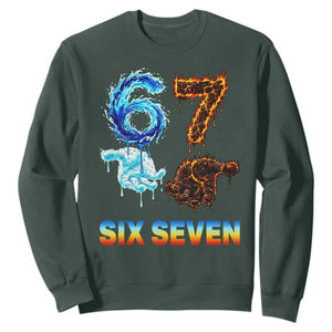 Water Fire Element Six Seven Sweatshirt Trendy Meme Gift TS12 Dark Forest Green Print Your Wear