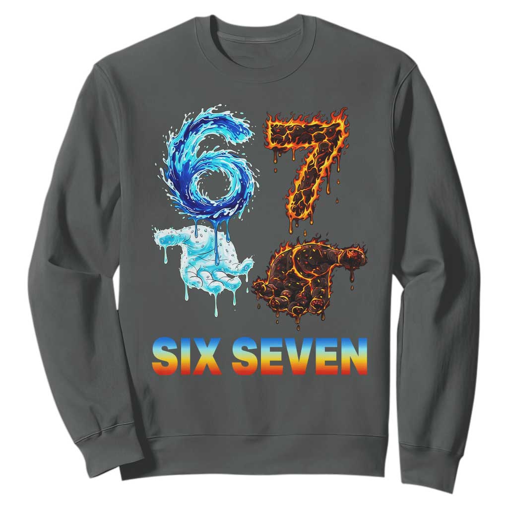 Water Fire Element Six Seven Sweatshirt Trendy Meme Gift TS12 Dark Heather Print Your Wear