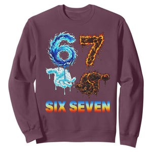 Water Fire Element Six Seven Sweatshirt Trendy Meme Gift TS12 Maroon Print Your Wear