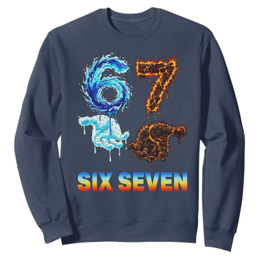 Water Fire Element Six Seven Sweatshirt Trendy Meme Gift TS12 Navy Print Your Wear