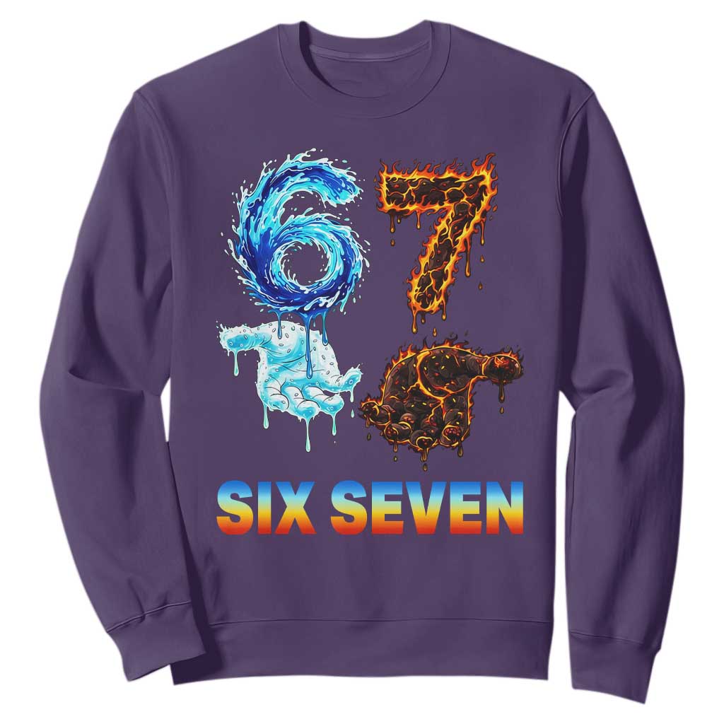 Water Fire Element Six Seven Sweatshirt Trendy Meme Gift TS12 Purple Print Your Wear