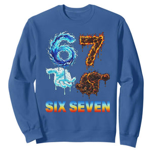 Water Fire Element Six Seven Sweatshirt Trendy Meme Gift TS12 Royal Blue Print Your Wear