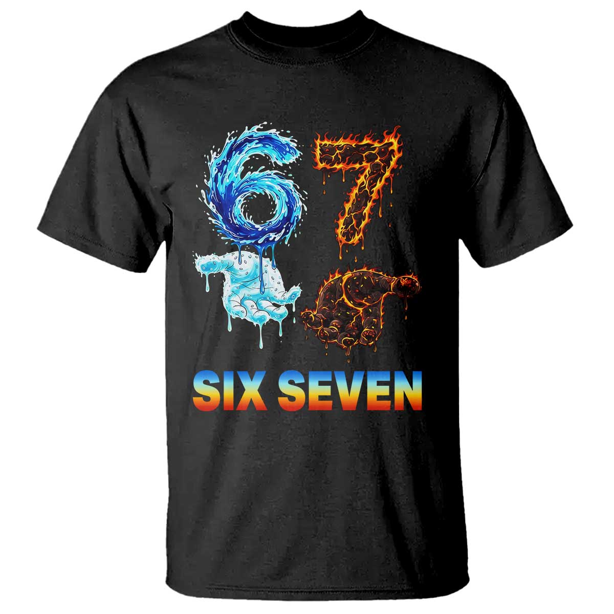 Water Fire Element Six Seven T Shirt Trendy Meme Gift TS12 Black Print Your Wear