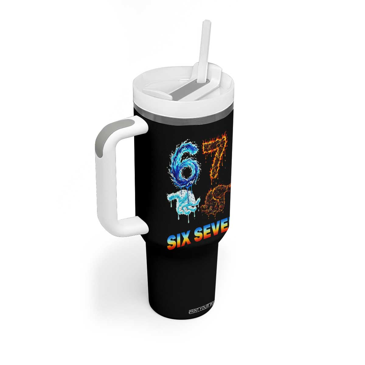 Water Fire Element Six Seven Tumbler With Handle Trendy Meme Gift TS12 Print Your Wear