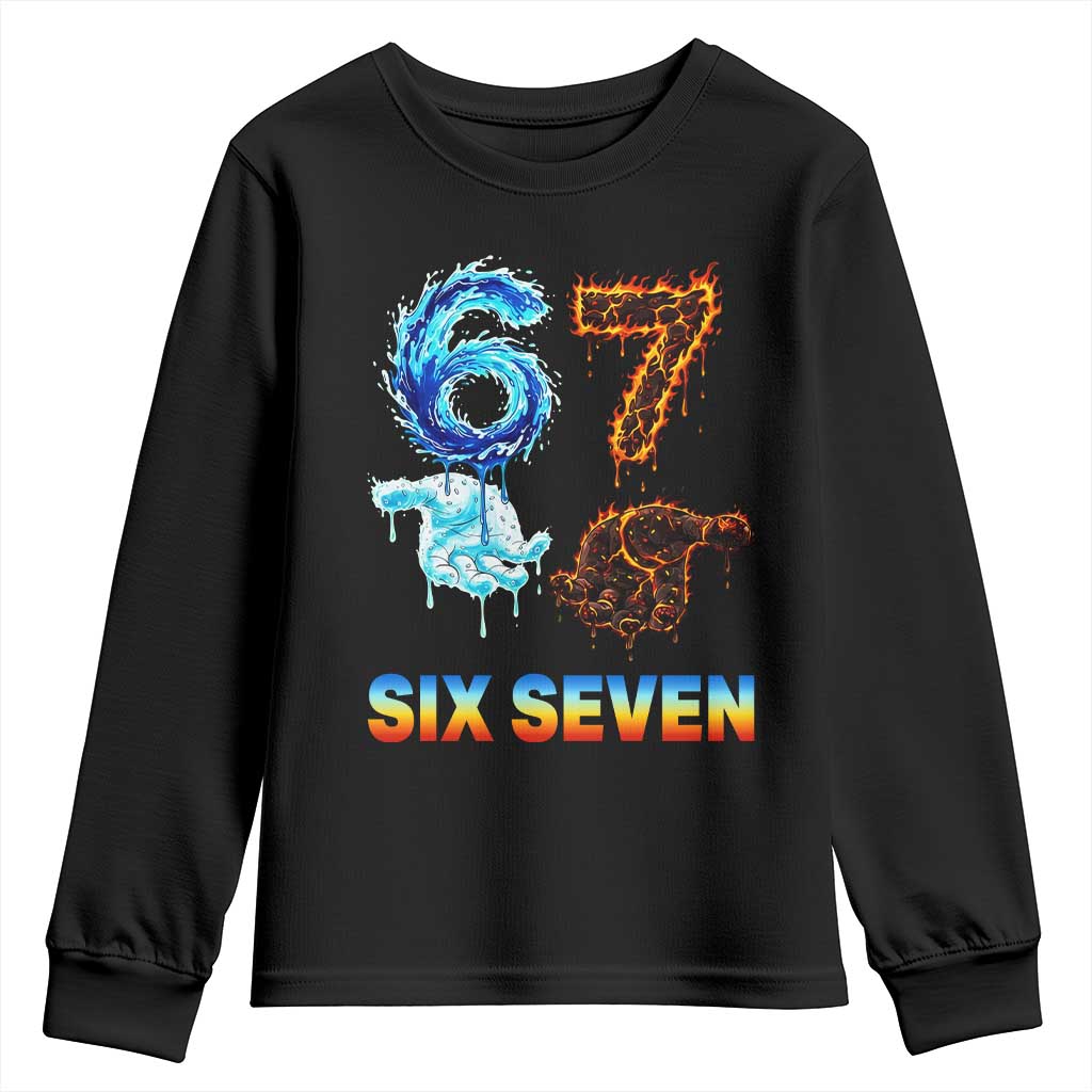 Water Fire Element Six Seven Youth Sweatshirt Trendy Meme Gift TS12 Black Print Your Wear