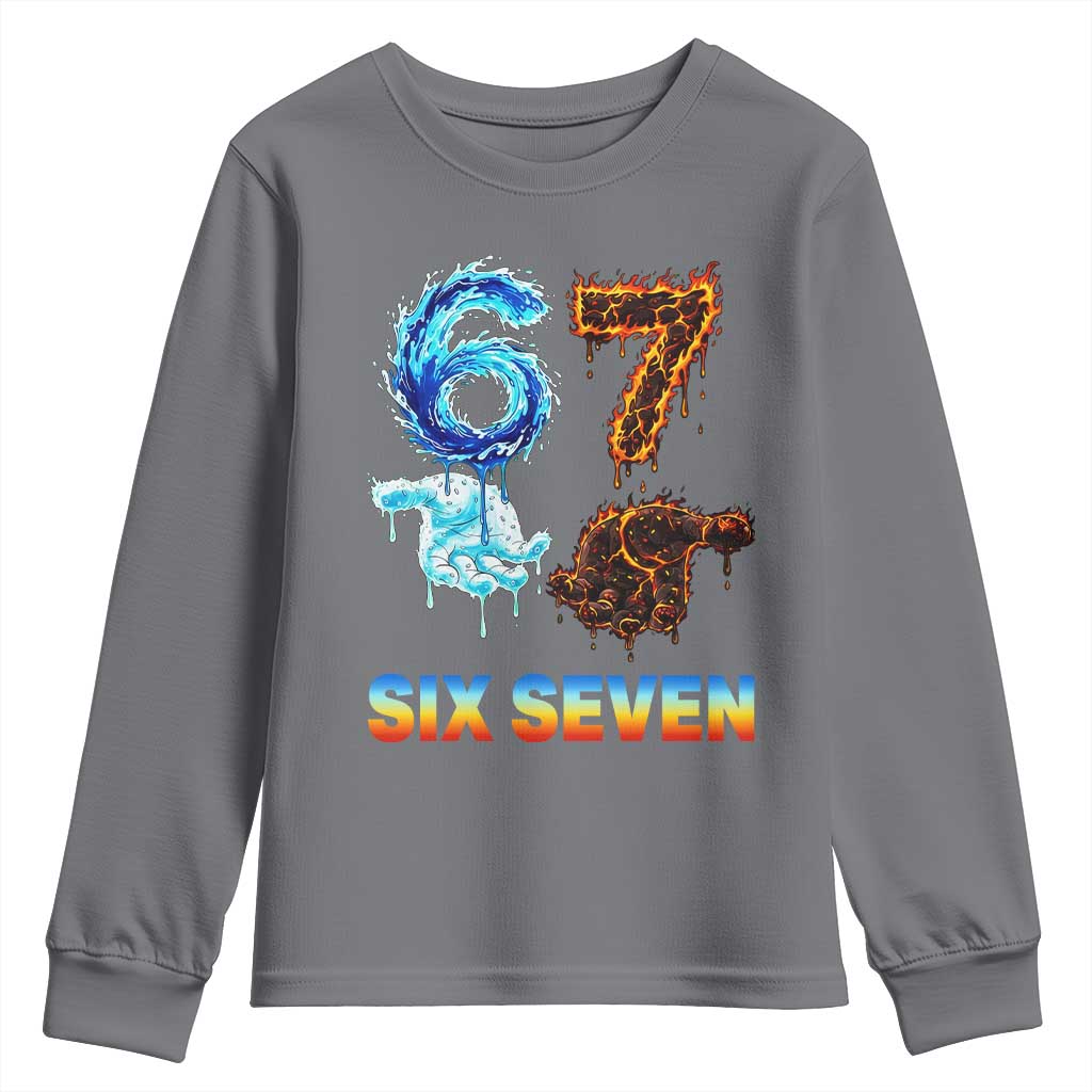 Water Fire Element Six Seven Youth Sweatshirt Trendy Meme Gift TS12 Charcoal Print Your Wear