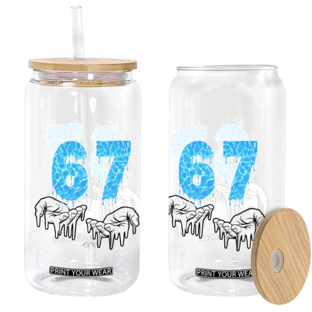 Ocean Water Wave Effect Printed Glass Can Six Seven Meme TS12 Print Your Wear