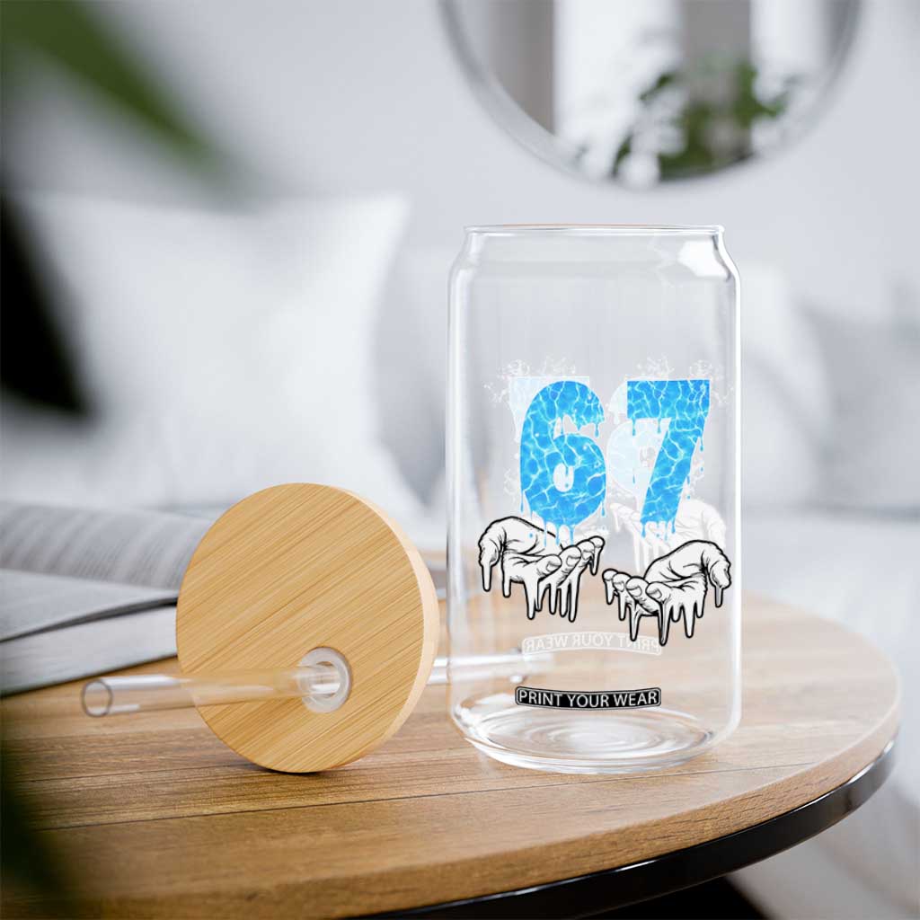 Ocean Water Wave Effect Printed Glass Can Six Seven Meme TS12 Print Your Wear
