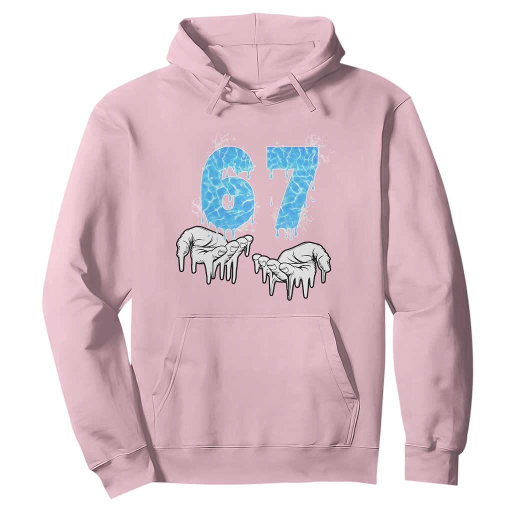 Ocean Water Wave Effect Printed Hoodie Six Seven Meme TS12 Light Pink Print Your Wear