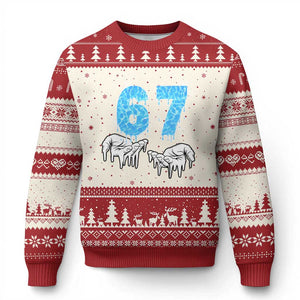 Ocean Water Wave Effect Printed Ugly Christmas Sweater Six Seven Meme TS12 Beige Red Print Your Wear