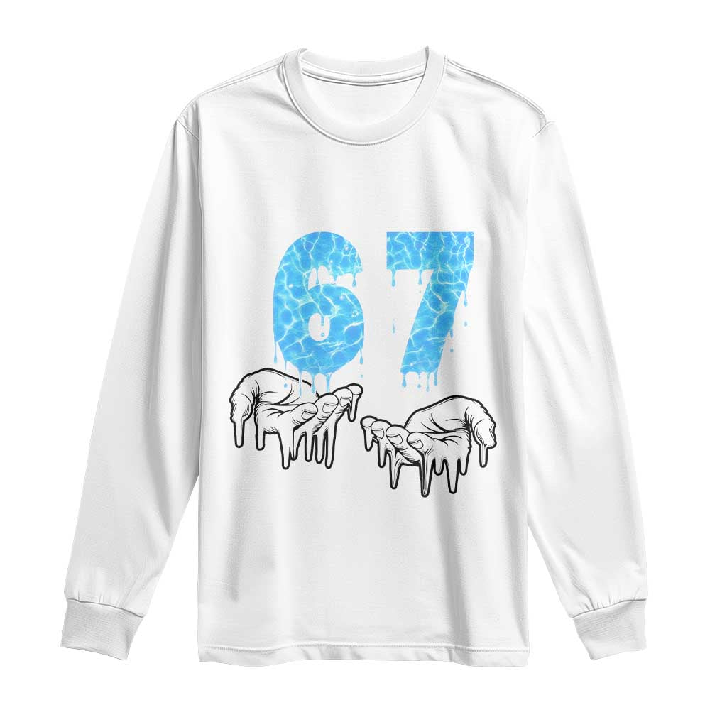 Ocean Water Wave Effect Printed Long Sleeve Shirt Six Seven Meme TS12 White Print Your Wear