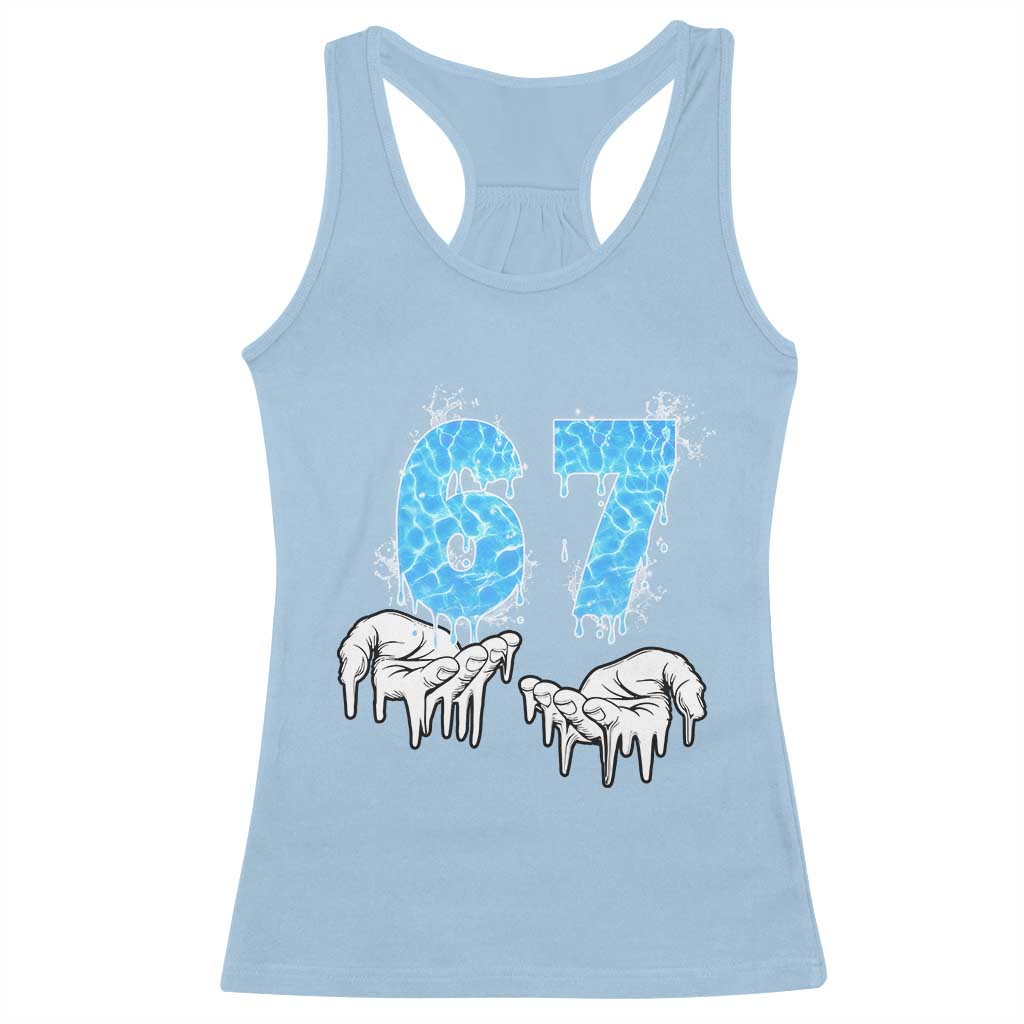 Ocean Water Wave Effect Printed Racerback Tank Top Six Seven Meme TS12 Light Blue Print Your Wear