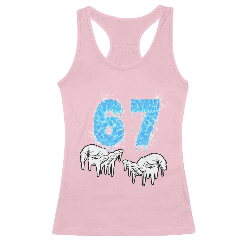 Ocean Water Wave Effect Printed Racerback Tank Top Six Seven Meme TS12 Light Pink Print Your Wear