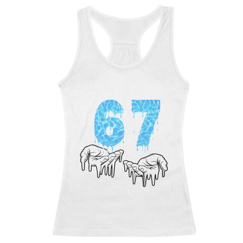 Ocean Water Wave Effect Printed Racerback Tank Top Six Seven Meme TS12 White Print Your Wear