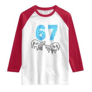Ocean Water Wave Effect Printed Raglan Shirt Six Seven Meme TS12 White Red Print Your Wear