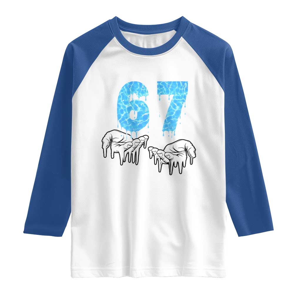 Ocean Water Wave Effect Printed Raglan Shirt Six Seven Meme TS12 White Royal Print Your Wear