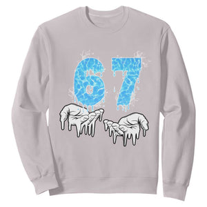 Ocean Water Wave Effect Printed Sweatshirt Six Seven Meme TS12 Ice Gray Print Your Wear