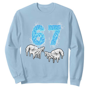 Ocean Water Wave Effect Printed Sweatshirt Six Seven Meme TS12 Light Blue Print Your Wear