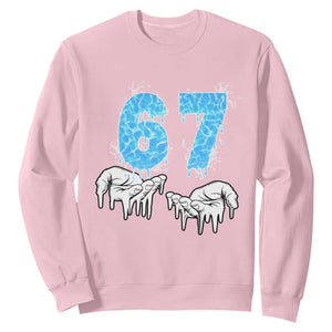 Ocean Water Wave Effect Printed Sweatshirt Six Seven Meme TS12 Light Pink Print Your Wear
