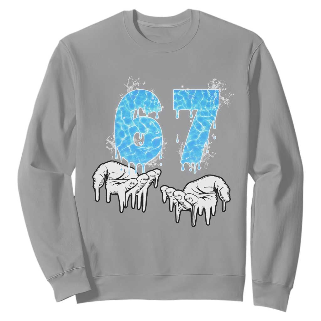 Ocean Water Wave Effect Printed Sweatshirt Six Seven Meme TS12 Sport Gray Print Your Wear