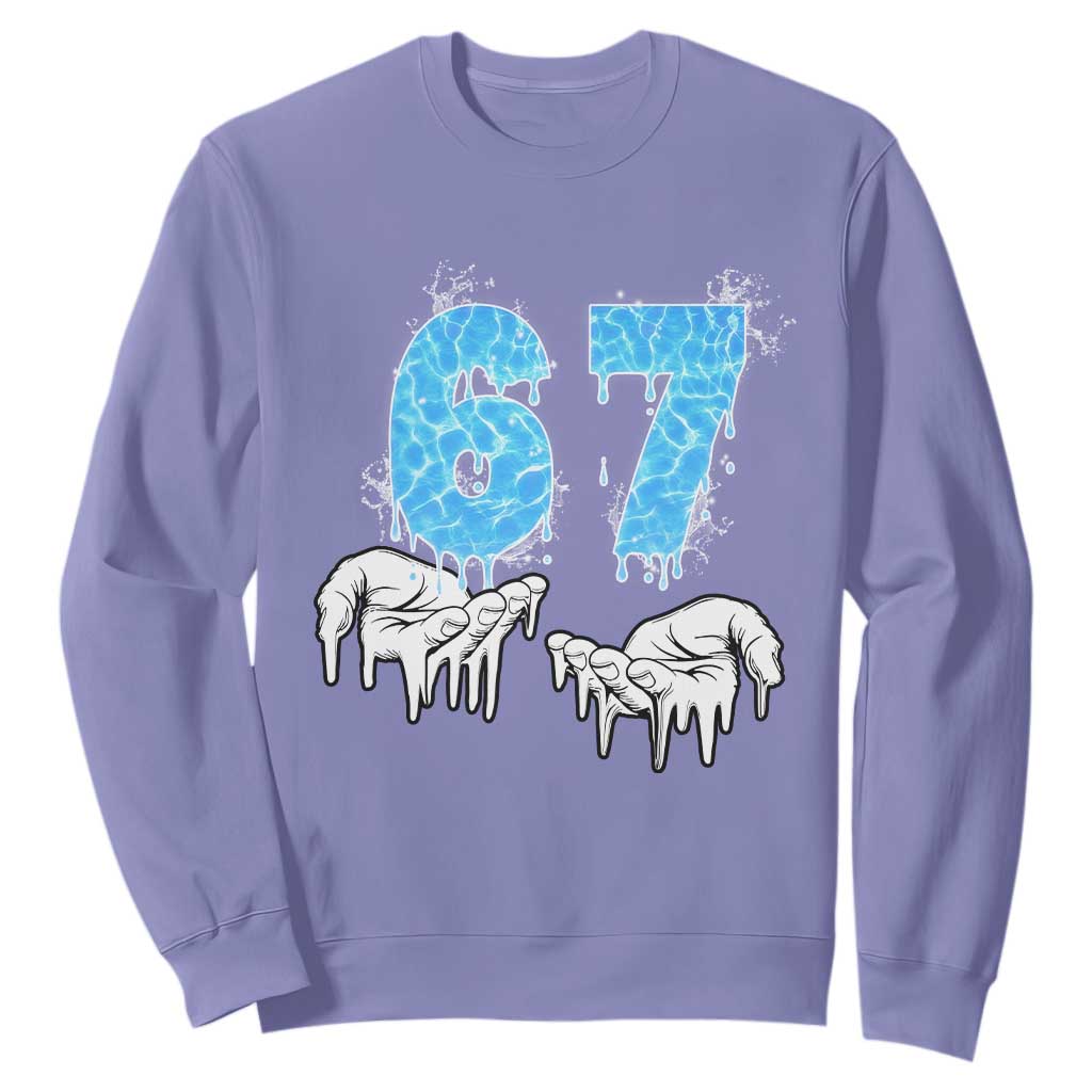 Ocean Water Wave Effect Printed Sweatshirt Six Seven Meme TS12 Violet Print Your Wear