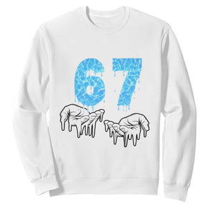 Ocean Water Wave Effect Printed Sweatshirt Six Seven Meme TS12 White Print Your Wear