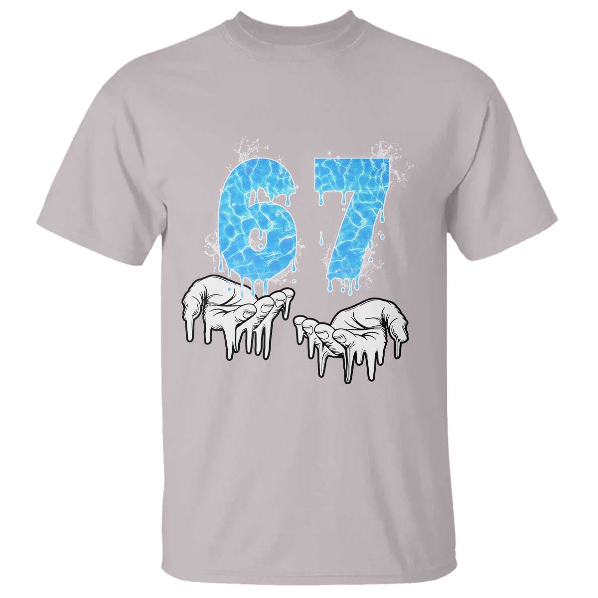 Ocean Water Wave Effect Printed T Shirt Six Seven Meme TS12 Ice Gray Print Your Wear