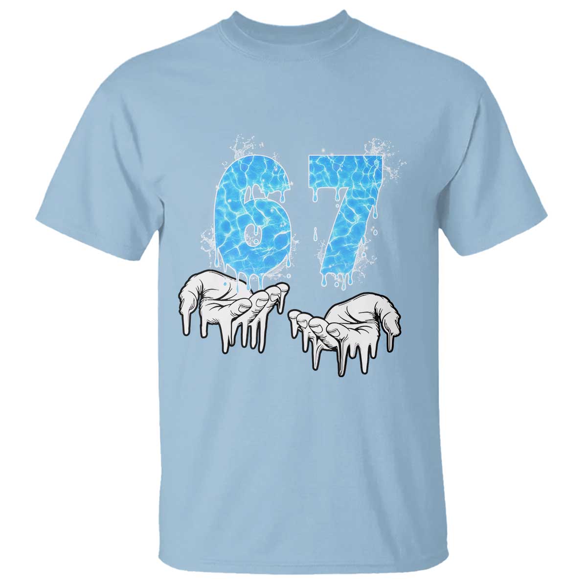 Ocean Water Wave Effect Printed T Shirt Six Seven Meme TS12 Light Blue Print Your Wear