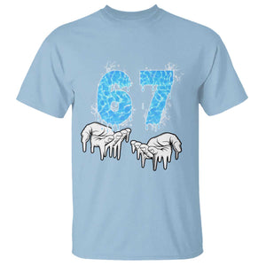 Ocean Water Wave Effect Printed T Shirt Six Seven Meme TS12 Light Blue Print Your Wear
