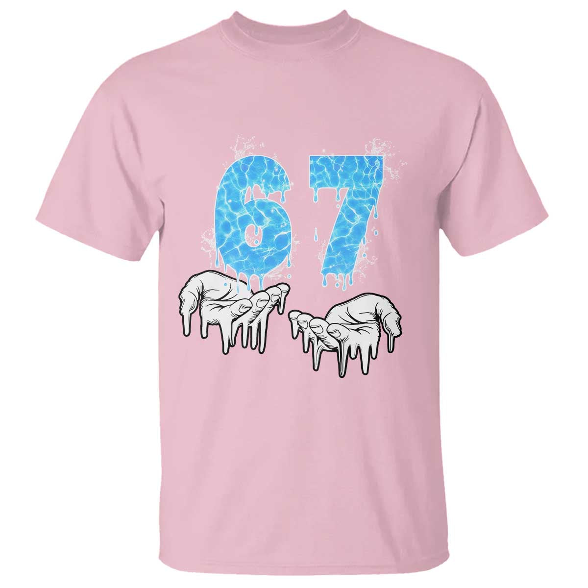 Ocean Water Wave Effect Printed T Shirt Six Seven Meme TS12 Light Pink Print Your Wear