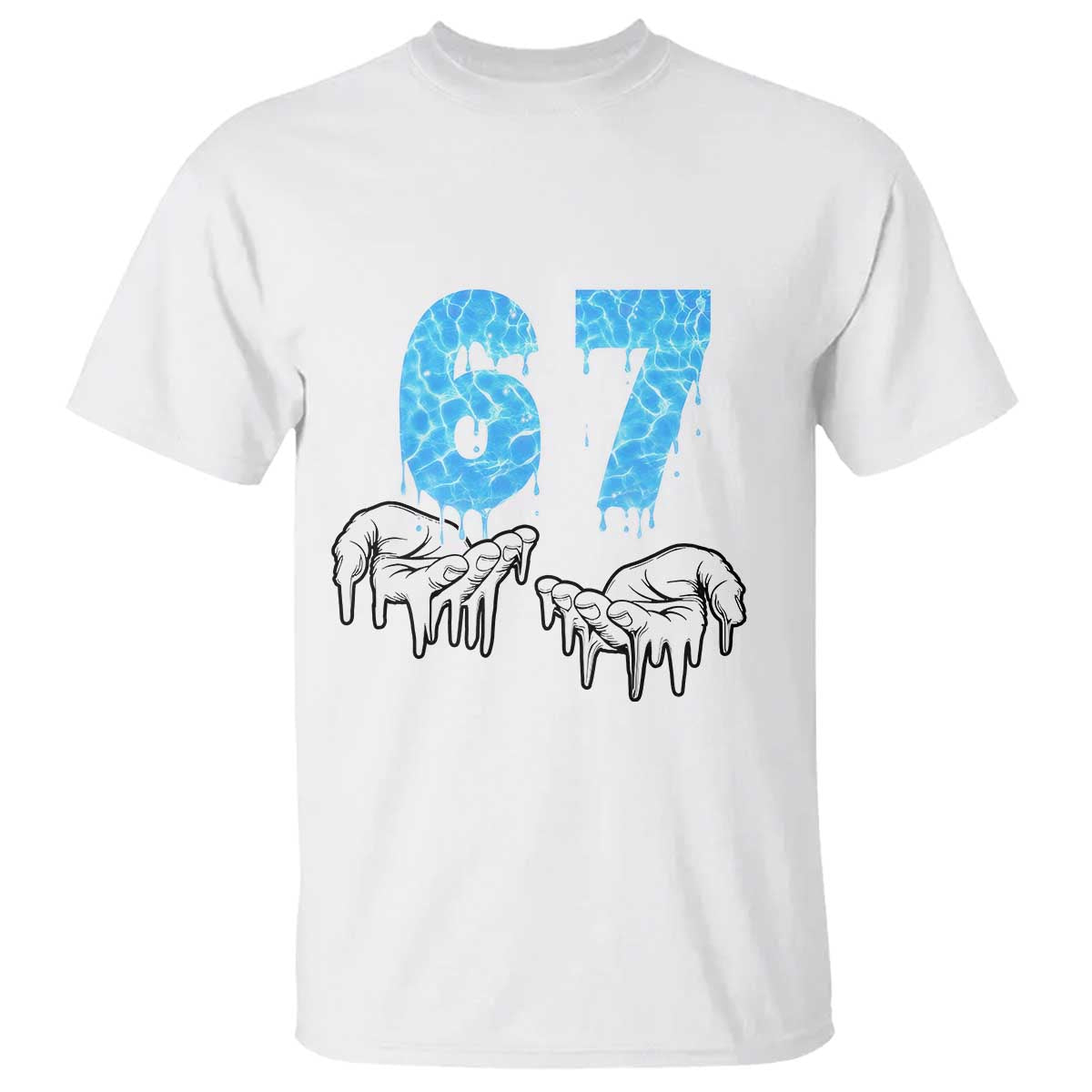 Ocean Water Wave Effect Printed T Shirt Six Seven Meme TS12 White Print Your Wear