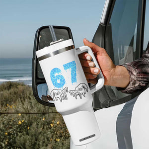 Ocean Water Wave Effect Printed Tumbler With Handle Six Seven Meme TS12 Print Your Wear