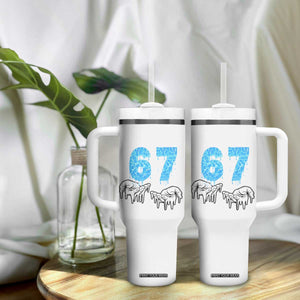 Ocean Water Wave Effect Printed Tumbler With Handle Six Seven Meme TS12 Print Your Wear