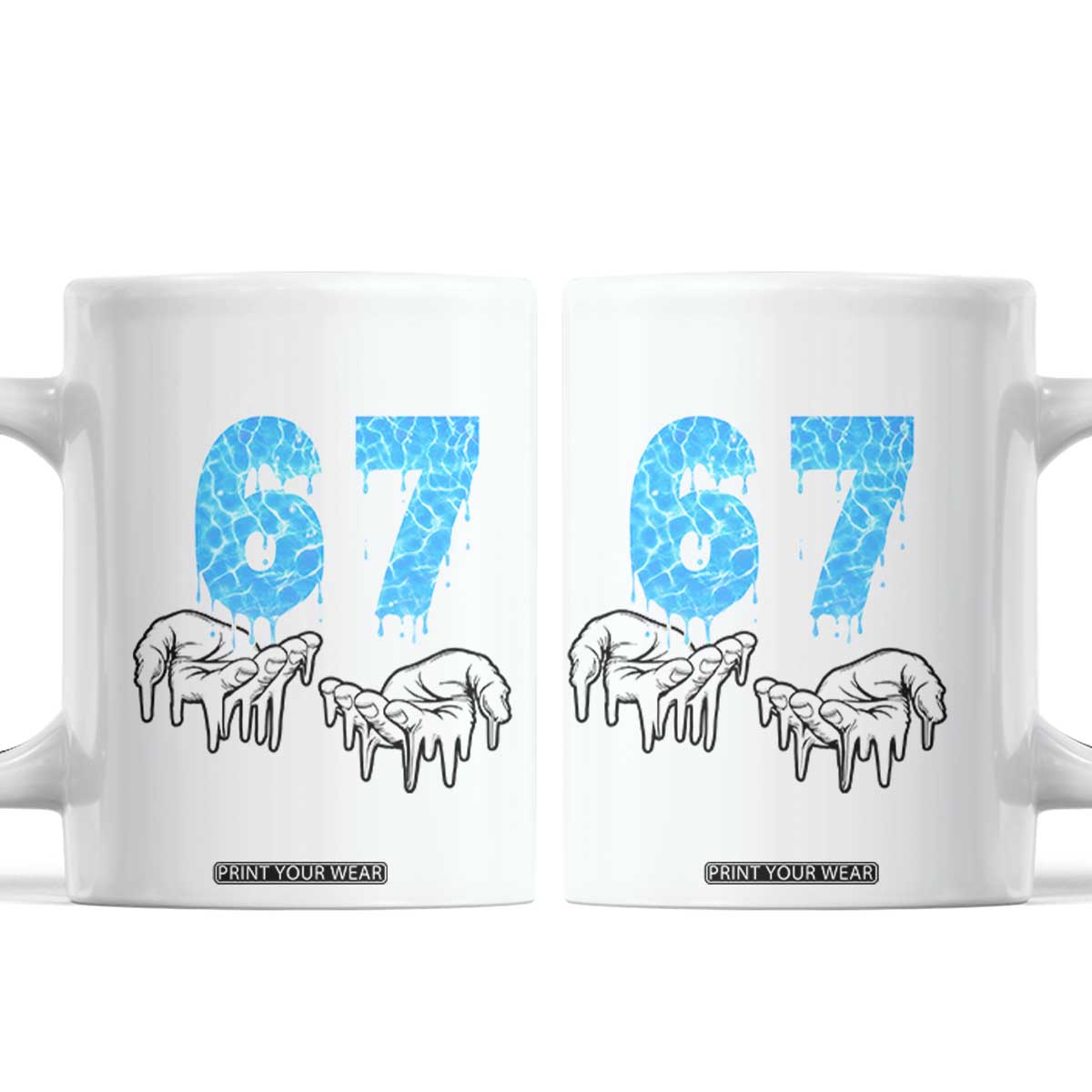 Ocean Water Wave Effect Printed Coffee Mug Six Seven Meme TS12 White Print Your Wear