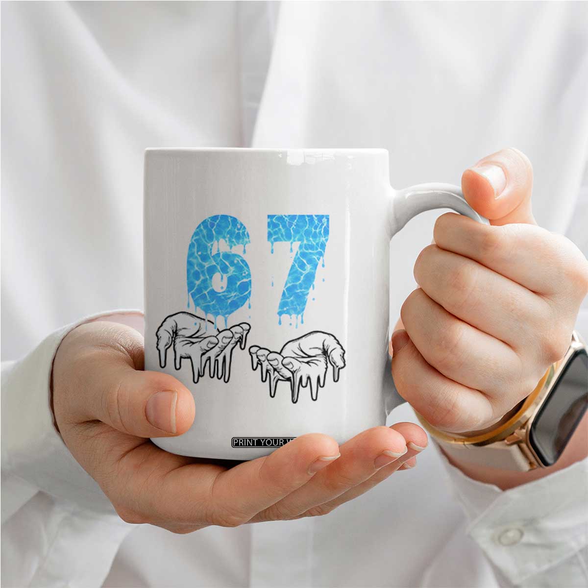 Ocean Water Wave Effect Printed Coffee Mug Six Seven Meme TS12 Print Your Wear