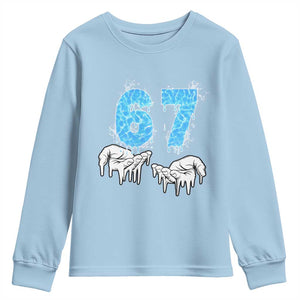 Ocean Water Wave Effect Printed Youth Sweatshirt Six Seven Meme TS12 Light Blue Print Your Wear