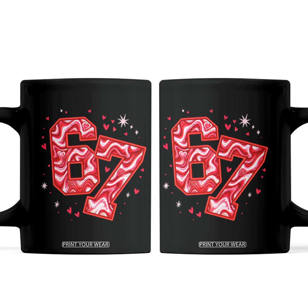 Glitch Swirl Effect Printed Six Seven Meme Coffee Mug Valentines Day Gift TS12 Black Print Your Wear