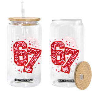 Glitch Swirl Effect Printed Six Seven Meme Glass Can Valentines Day Gift TS12 Print Your Wear
